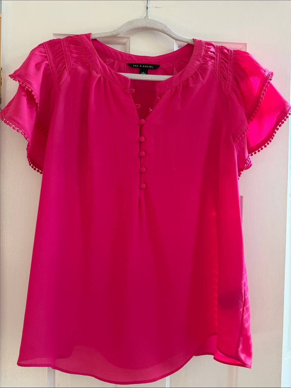 Zac & Rachel Hot Pink Flutter Sleeve Blouse